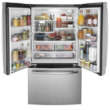 GE GNE27JYMFS French Door Refrigerator, 36 inch Width, 27 cu. ft. Capacity, Water Dispenser (Interior), Ice Dispenser (Freezer Located), ENERGY STAR Certified, Stainless Steel colour