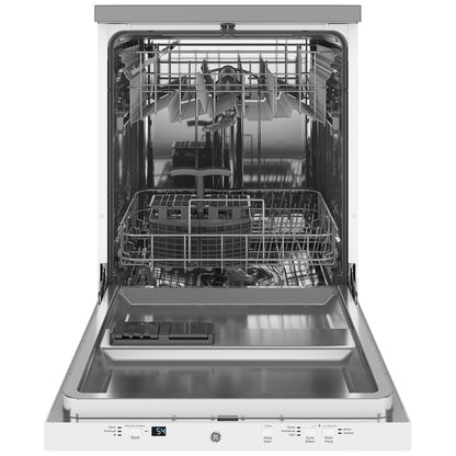 GE GPT225SGLWW Dishwasher, 24" Built-In Dishwasher, Stainless Steel Interior, 3 Wash Cycles, 12 Capacity