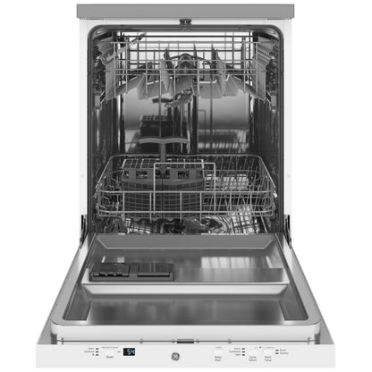 GE GPT225SGLWW Dishwasher, 24" Built-In Dishwasher, Stainless Steel Interior, 3 Wash Cycles, 12 Capacity