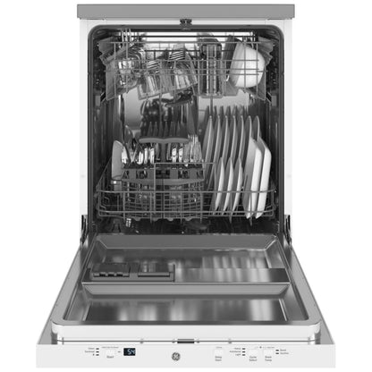 GE GPT225SGLWW Dishwasher, 24" Built-In Dishwasher, Stainless Steel Interior, 3 Wash Cycles, 12 Capacity