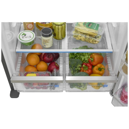 Frigidaire Gallery GRTE2055AF 顶部冷冻冰箱，30 英寸宽，能源之星认证，19.6 立方英尺容量，不锈钢颜色，CrispSeal® Plus 保鲜盒