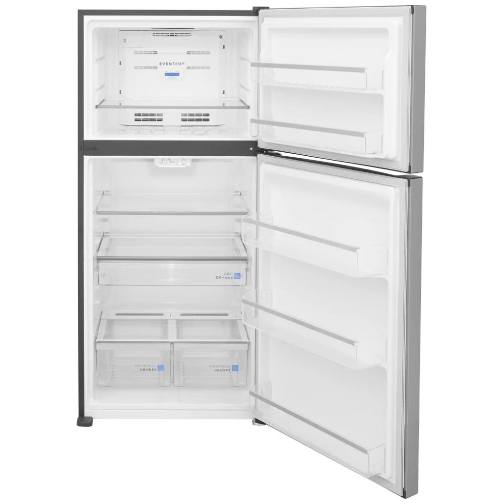 Frigidaire Gallery GRTE2055AF 顶部冷冻冰箱，30 英寸宽，能源之星认证，19.6 立方英尺容量，不锈钢颜色，CrispSeal® Plus 保鲜盒