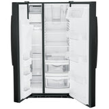 GE GSS23GGPBB Side by Side Refrigerator, 33 inch Width, Ice Dispenser (Freezer Located), Water Dispenser (Exterior), 23 cu. ft. Capacity, Black colour