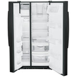 GE GSS23GGPBB Side by Side Refrigerator, 33 inch Width, Ice Dispenser (Freezer Located), Water Dispenser (Exterior), 23 cu. ft. Capacity, Black colour