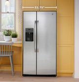GE GSS23GGPBB Side by Side Refrigerator, 33 inch Width, Ice Dispenser (Freezer Located), Water Dispenser (Exterior), 23 cu. ft. Capacity, Black colour