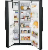 GE GSS23GGPBB Side by Side Refrigerator, 33 inch Width, Ice Dispenser (Freezer Located), Water Dispenser (Exterior), 23 cu. ft. Capacity, Black colour