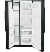 GE GSS23GGPBB Side by Side Refrigerator, 33 inch Width, Ice Dispenser (Freezer Located), Water Dispenser (Exterior), 23 cu. ft. Capacity, Black colour