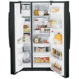 GE GSS23GGPBB Side by Side Refrigerator, 33 inch Width, Ice Dispenser (Freezer Located), Water Dispenser (Exterior), 23 cu. ft. Capacity, Black colour