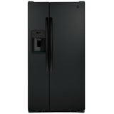 GE GSS23GGPBB Side by Side Refrigerator, 33 inch Width, Ice Dispenser (Freezer Located), Water Dispenser (Exterior), 23 cu. ft. Capacity, Black colour