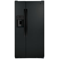 GE GSS23GGPBB Side by Side Refrigerator, 33 inch Width, Ice Dispenser (Freezer Located), Water Dispenser (Exterior), 23 cu. ft. Capacity, Black colour
