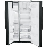 GE GSS23GGPBB Side by Side Refrigerator, 33 inch Width, Ice Dispenser (Freezer Located), Water Dispenser (Exterior), 23 cu. ft. Capacity, Black colour