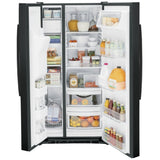GE GSS23GGPBB Side by Side Refrigerator, 33 inch Width, Ice Dispenser (Freezer Located), Water Dispenser (Exterior), 23 cu. ft. Capacity, Black colour