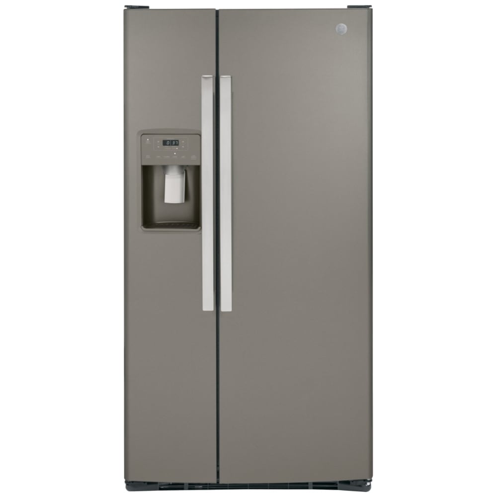 GE GSS23GMPES Side by Side Refrigerator, 33 inch Width, Ice Dispenser (Freezer Located), Water Dispenser (Exterior), 23 cu. ft. Capacity, Slate colour
