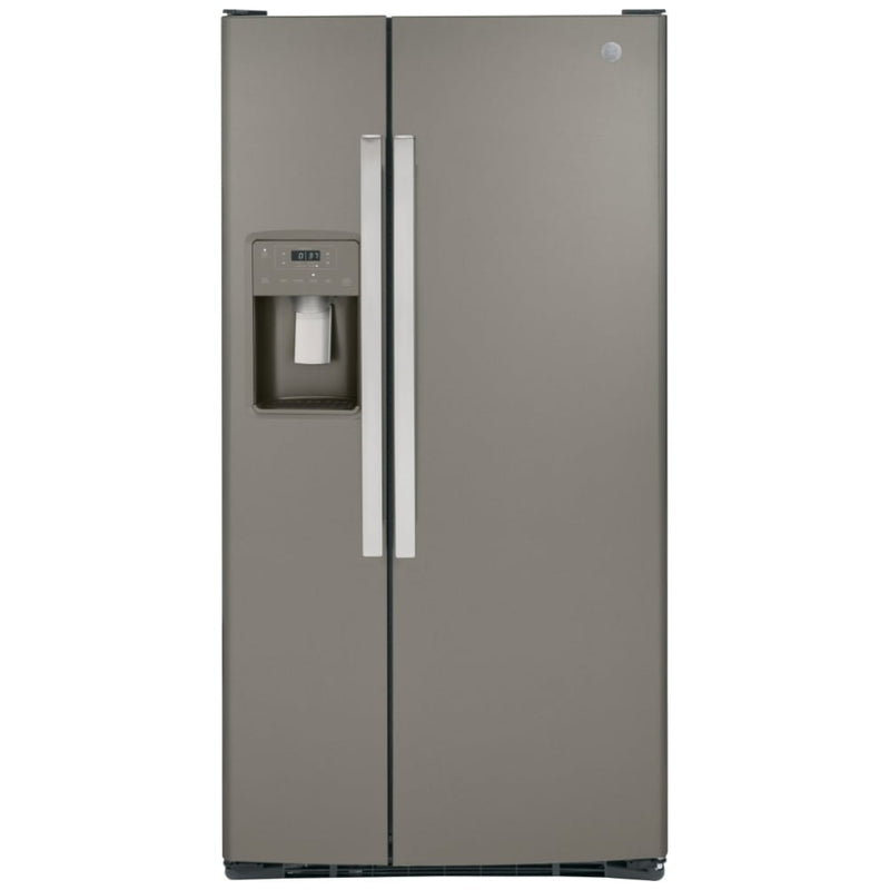 GE GSS23GMPES Side by Side Refrigerator, 33 inch Width, Ice Dispenser (Freezer Located), Water Dispenser (Exterior), 23 cu. ft. Capacity, Slate colour