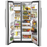 GE GSS25IYNFS Side by Side Refrigerator, 36 inch Width, Ice Dispenser (Thru Door), Water Dispenser (Exterior), 25.1 cu. ft. Capacity, Stainless Steel colour