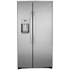 GE GSS25IYNFS Side by Side Refrigerator, 36 inch Width, Ice Dispenser (Thru Door), Water Dispenser (Exterior), 25.1 cu. ft. Capacity, Stainless Steel colour