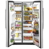 GE GSS25IYNFS Side by Side Refrigerator, 36 inch Width, Ice Dispenser (Thru Door), Water Dispenser (Exterior), 25.1 cu. ft. Capacity, Stainless Steel colour