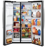 GE GSS28NYYFS Side by Side Refrigerator, 36 inch Width, Ice Dispenser (Thru Door), Water Dispenser (Exterior), 28 cu. ft. Capacity, Stainless Steel colour