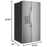 GE GSS28PYYFS Side by Side Refrigerator, 36 inch Width, Ice Dispenser (Thru Door), Water Dispenser (Exterior), 28 cu. ft. Capacity, Stainless Steel colour