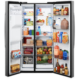 GE GSS28PYYFS Side by Side Refrigerator, 36 inch Width, Ice Dispenser (Thru Door), Water Dispenser (Exterior), 28 cu. ft. Capacity, Stainless Steel colour