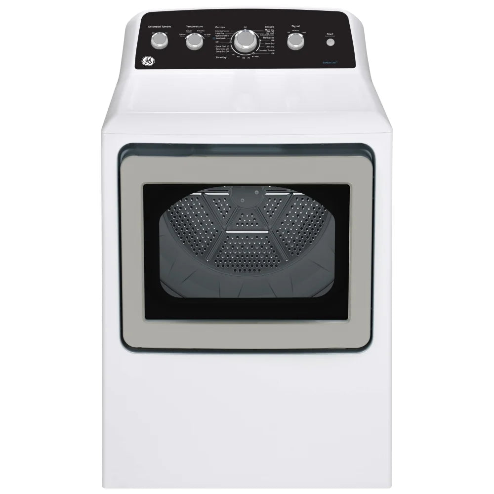 GE GTD49EBMRWS Electric Dryer, 7.2 cu. ft. Dryer Capacity, 7 Dry Cycles, 4 Temperature Settings, Vented, White colour