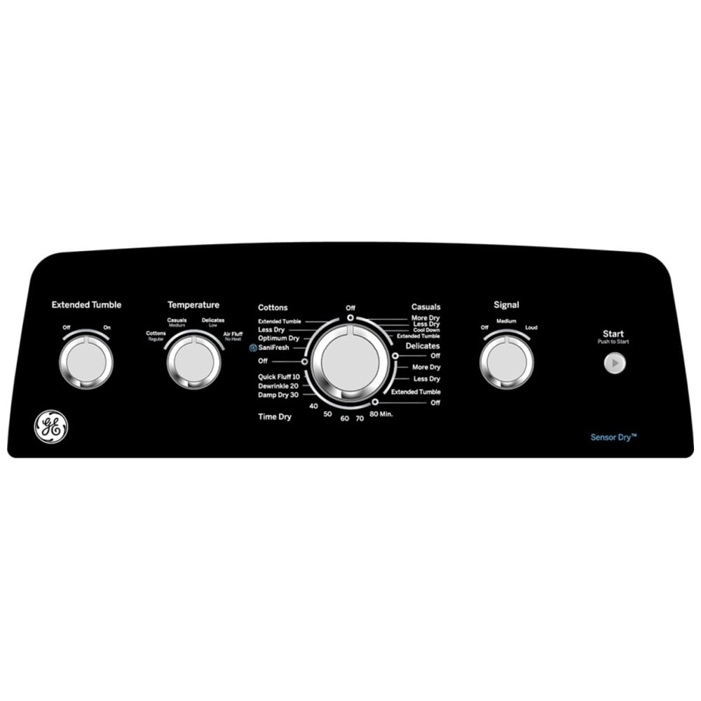 GE GTD49GBMRWS Gas Dryer, 7.2 cu. ft. Dryer Capacity, 7 Dry Cycles, 4 Temperature Settings, Steel Drum, White colour