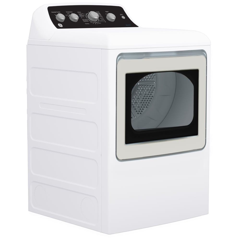 GE GTD49GBMRWS Gas Dryer, 7.2 cu. ft. Dryer Capacity, 7 Dry Cycles, 4 Temperature Settings, Steel Drum, White colour