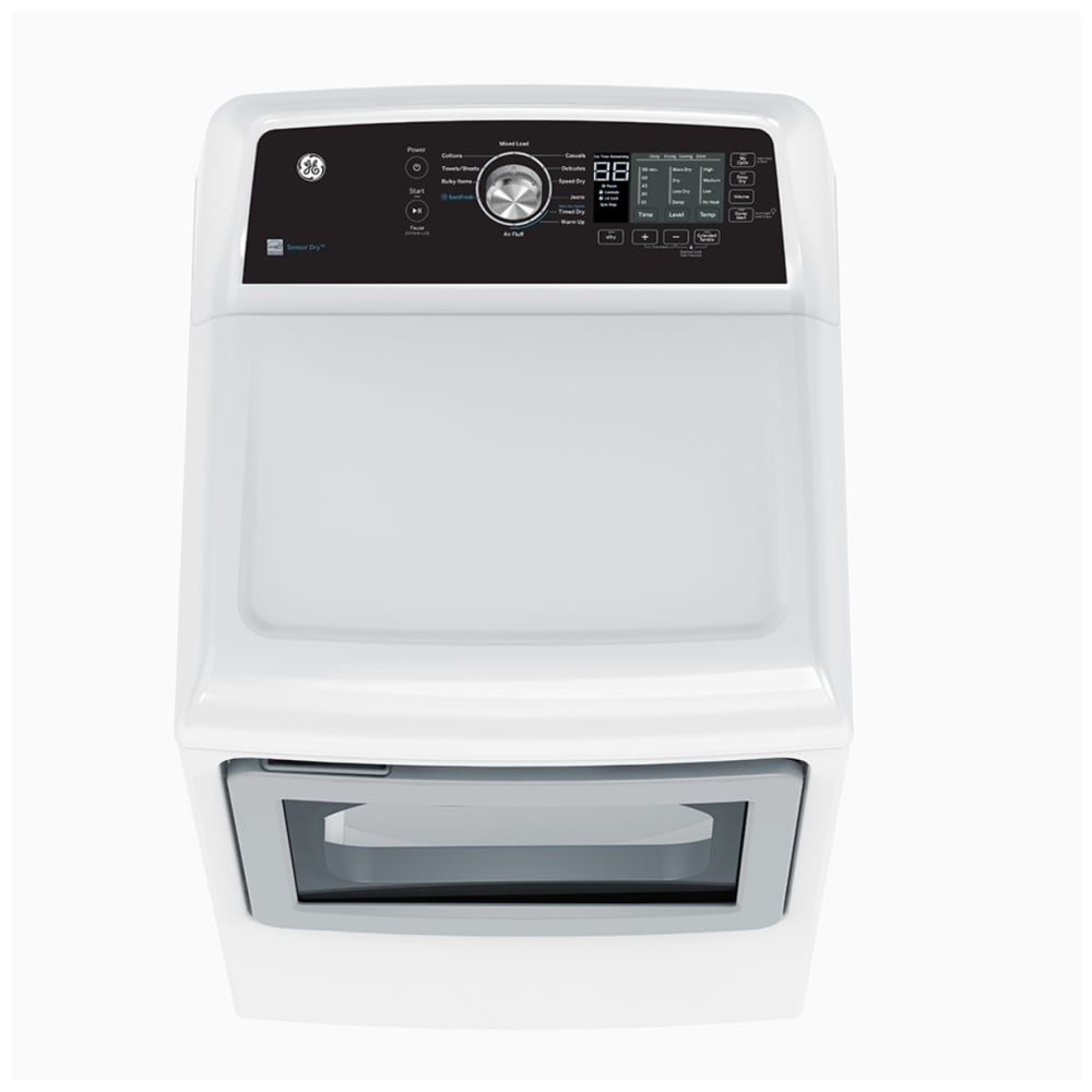 GE GTD68GBMRWS Gas Dryer, 7.4 cu. ft. Dryer Capacity, 12 Dry Cycles, 4 Temperature Settings, Steel Drum, White colour