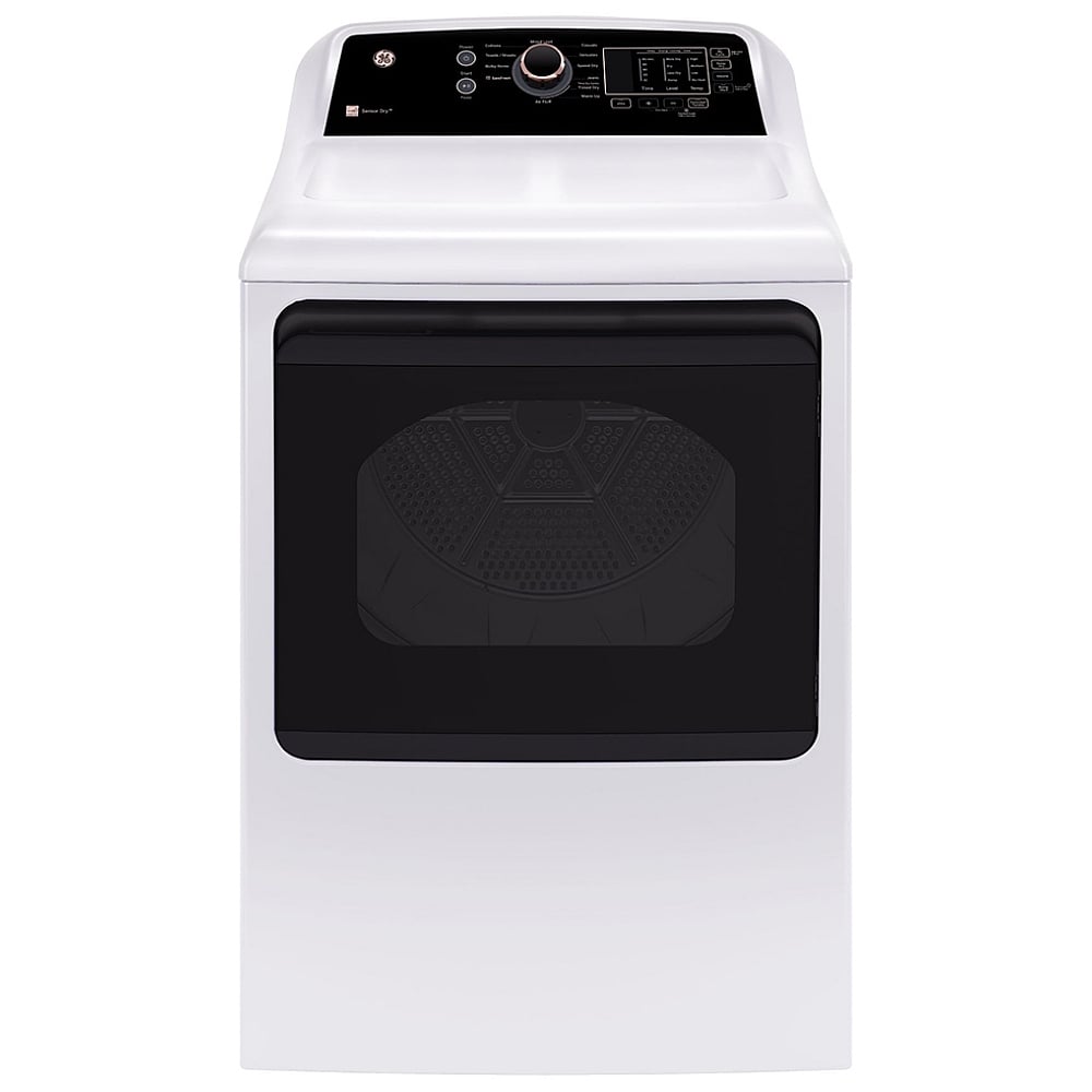 GE GTD69EBPYWR Electric Dryer, 7.4 cu. ft. Dryer Capacity, 14 Dry Cycles, 4 Temperature Settings, Vented, White & Rose Gold colour