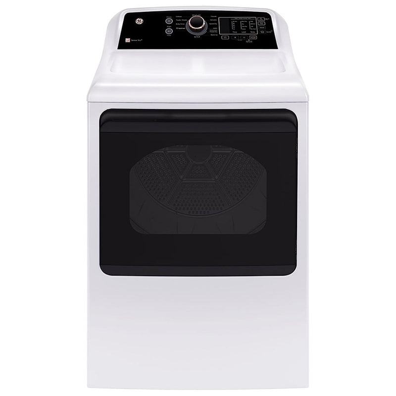 GE GTD69EBPYWR Electric Dryer, 7.4 cu. ft. Dryer Capacity, 14 Dry Cycles, 4 Temperature Settings, Vented, White & Rose Gold colour
