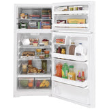 GE GTE17DTNRWW Top Freezer Refrigerator, 28 inch Width, 16.6 cu. ft. Capacity, Optional Ice Maker (Special Order), ENERGY STAR Certified, White colour