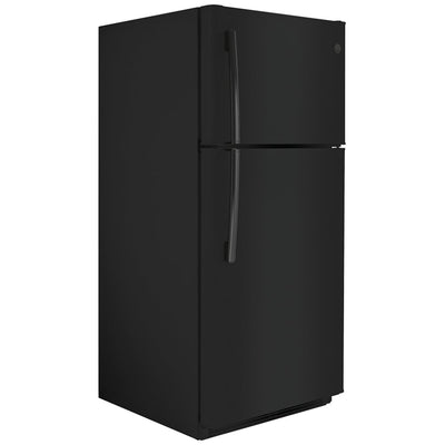 GE GTE18FTLKBB Top Freezer Refrigerator, 30" Black, 18.0 cu. ft. Capacity