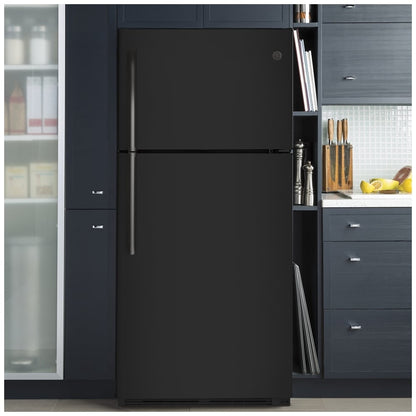 GE GTE18FTLKBB Top Freezer Refrigerator, 30" Black, 18.0 cu. ft. Capacity