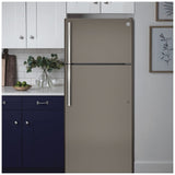 GE GTE18GMNRES Top Freezer Refrigerator, 28 inch Width, 17.5 cu. ft. Capacity, Optional Ice Maker (Special Order), ENERGY STAR Certified, Slate colour
