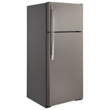 GE GTE18GMNRES Top Freezer Refrigerator, 28 inch Width, 17.5 cu. ft. Capacity, Optional Ice Maker (Special Order), ENERGY STAR Certified, Slate colour