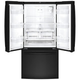 GE GWE19JGLBB Counter Depth French Door Refrigerator, 33 inch Width, 18.6 cu. ft. Capacity, Counter Depth, Water Dispenser (Interior), Ice Dispenser (Freezer Located), ENERGY STAR Certified, Black colour