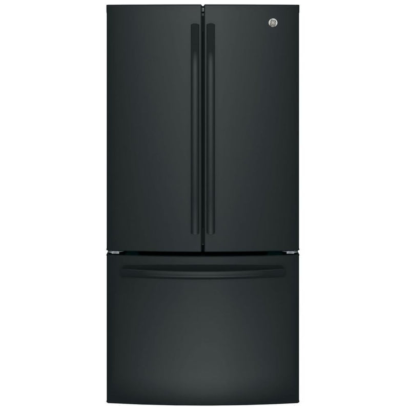 GE GWE19JGLBB Counter Depth French Door Refrigerator, 33 inch Width, 18.6 cu. ft. Capacity, Counter Depth, Water Dispenser (Interior), Ice Dispenser (Freezer Located), ENERGY STAR Certified, Black colour