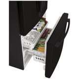 GE GWE19JGLBB Counter Depth French Door Refrigerator, 33 inch Width, 18.6 cu. ft. Capacity, Counter Depth, Water Dispenser (Interior), Ice Dispenser (Freezer Located), ENERGY STAR Certified, Black colour