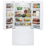 GE GWE19JGLWW Counter Depth French Door Refrigerator, 33 inch Width, 18.6 cu. ft. Capacity, Counter Depth, Water Dispenser (Interior), Ice Dispenser (Freezer Located), ENERGY STAR Certified, White colour