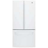 GE GWE19JGLWW Counter Depth French Door Refrigerator, 33 inch Width, 18.6 cu. ft. Capacity, Counter Depth, Water Dispenser (Interior), Ice Dispenser (Freezer Located), ENERGY STAR Certified, White colour