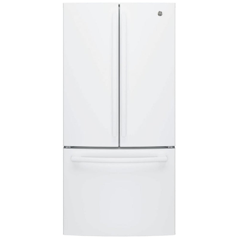 GE GWE19JGLWW Counter Depth French Door Refrigerator, 33 inch Width, 18.6 cu. ft. Capacity, Counter Depth, Water Dispenser (Interior), Ice Dispenser (Freezer Located), ENERGY STAR Certified, White colour