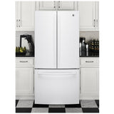 GE GWE19JGLWW Counter Depth French Door Refrigerator, 33 inch Width, 18.6 cu. ft. Capacity, Counter Depth, Water Dispenser (Interior), Ice Dispenser (Freezer Located), ENERGY STAR Certified, White colour