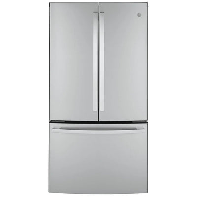 GE GWE23GYNFS Counter Depth French Door Refrigerator, 36 inch Width, ENERGY STAR Certified, Counter Depth, 23.1 cu. ft. Capacity, Ice Dispenser (Freezer Located), Stainless Steel colour