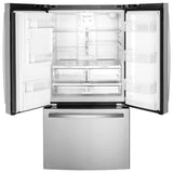 GE GYE21JYMFS Counter Depth French Door Refrigerator, 36 inch Width, 20.6 cu. ft. Capacity, Counter Depth, Water Dispenser (Exterior), Ice Dispenser (Thru Door), ENERGY STAR Certified, Stainless Steel colour
