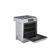 Bosch 800 Series HDI8056C Dual Fuel Range, 4.6 cu. ft. Capacity, 30 inch Exterior Width, True Convection, 5 Burners, Warming Drawer, Self Clean, Stainless Steel colour
