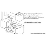 Bosch 800 Series HDI8056C Dual Fuel Range, 4.6 cu. ft. Capacity, 30 inch Exterior Width, True Convection, 5 Burners, Warming Drawer, Self Clean, Stainless Steel colour