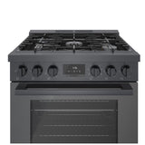 Bosch 800 Series 30" Dual Fuel Range HDS8045C in Black Stainless Steel (back view)