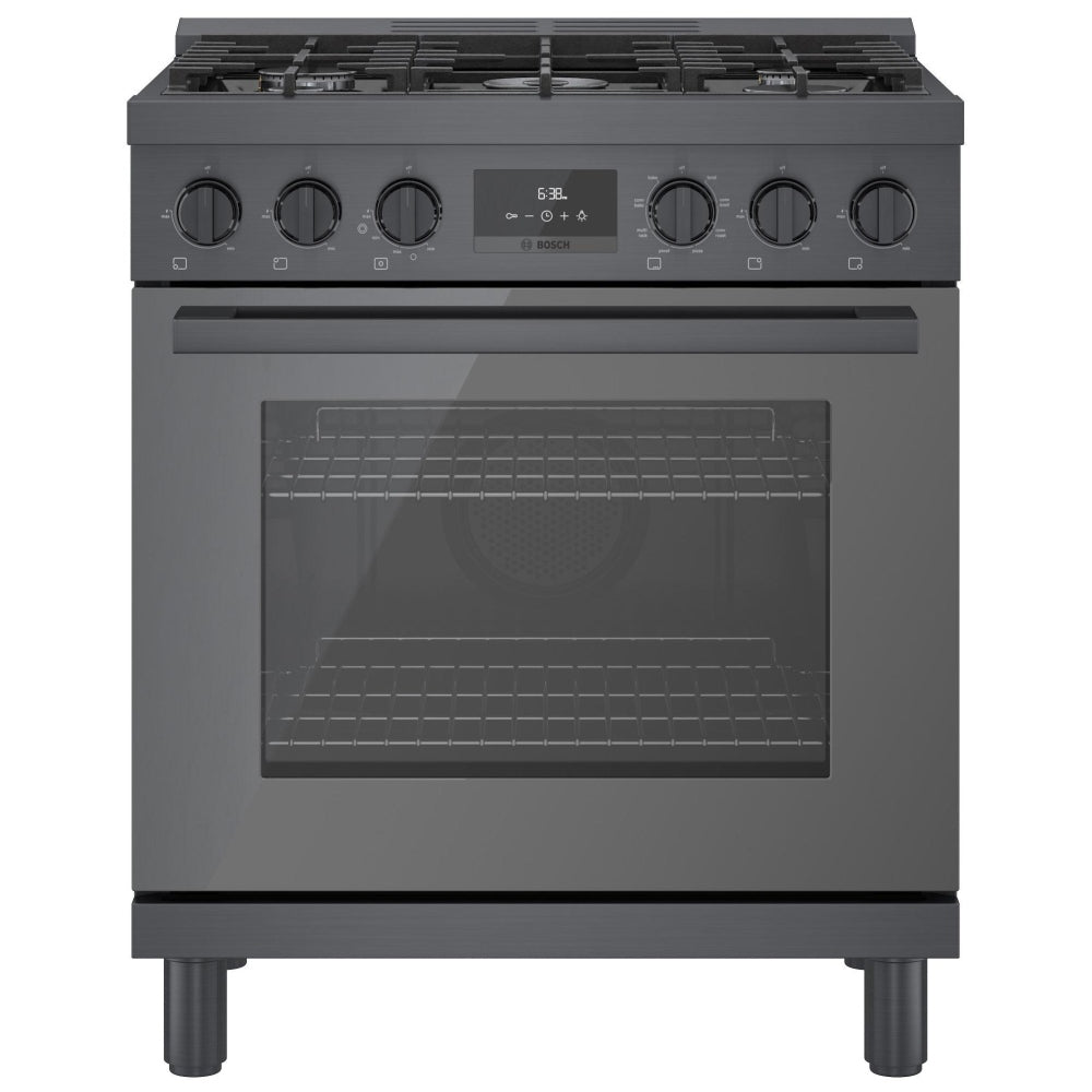 Bosch 800 Series 30" Dual Fuel Range HDS8045C in Black Stainless Steel