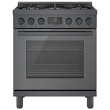 Bosch 800 Series 30" Dual Fuel Range HDS8045C in Black Stainless Steel