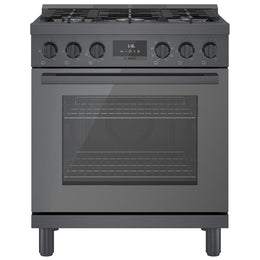 Bosch 800 Series 30" Dual Fuel Range HDS8045C in Black Stainless Steel